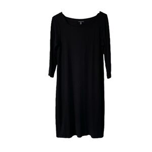 Eileen Fisher Black long sleeves classic viscose spandex dress XS